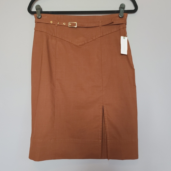 Anthropologie Brown Belted Pencil Skirt - Picture 10 of 15